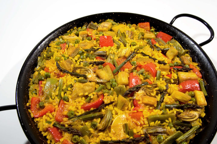 Paella vegetariana con avena