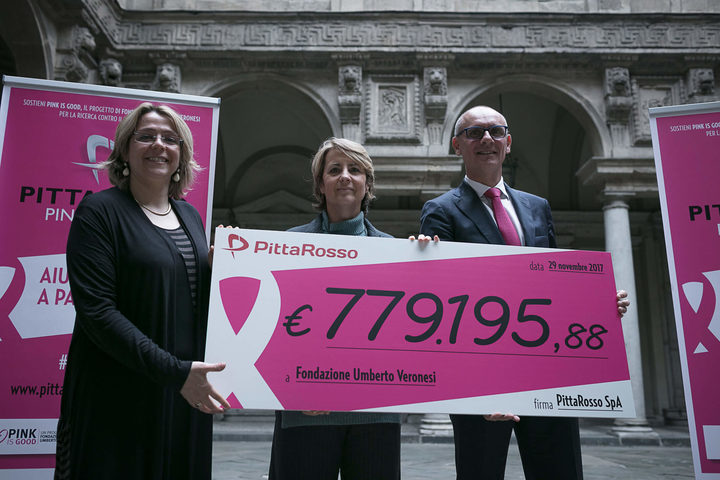 Pittarosso e Fondazione Umberto Veronesi: la consegna dei fondi raccolti alla Pittarosso Pink Parade 2017
