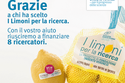 «Limoni per la ricerca»: 240mila euro per finanziare 8 scienziati