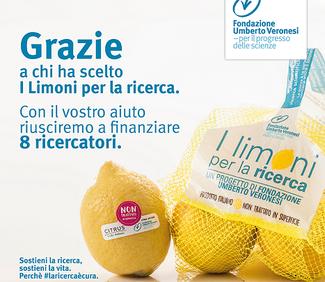 «Limoni per la ricerca»: 240mila euro per finanziare 8 scienziati