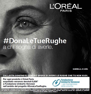 L'Oreal Paris mette in campo le rughe contro i tumori femminili