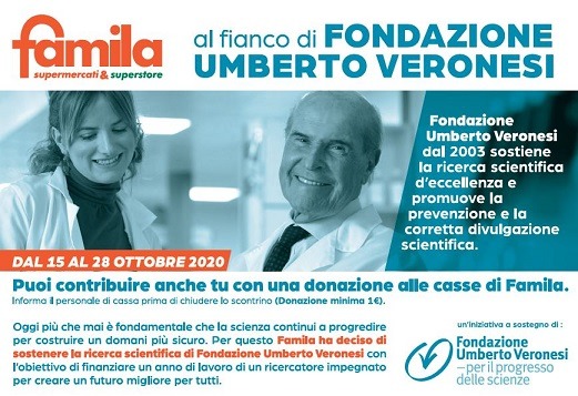 Famila ed Emi al fianco di Fondazione Umberto Veronesi 