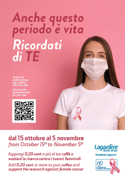 Lagardère Travel Retail sostiene la ricerca sui tumori femminili