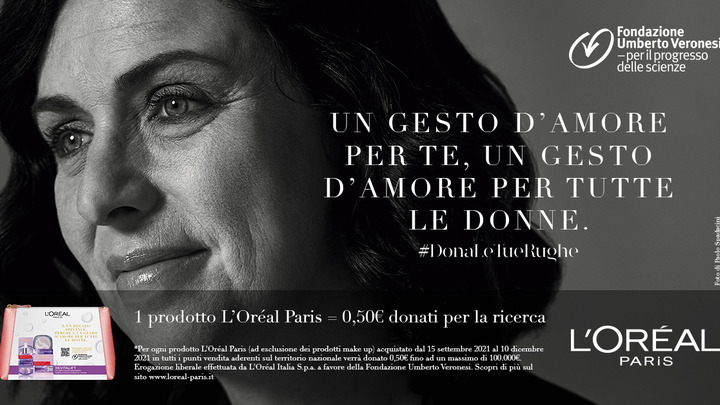 #DonaLetueRughe, L’Oréal Paris a sostegno di Fondazione