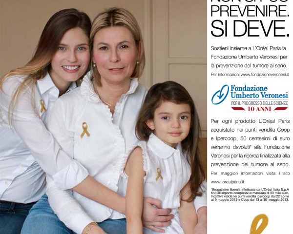 Fondazione Umberto Veronesi, L’Oréal Paris e Coop insieme per l’impegno contro il tumore al seno.