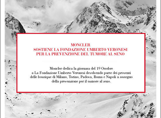 Moncler sostiene la Fondazione Veronesi per la prevenzione del tumore al seno