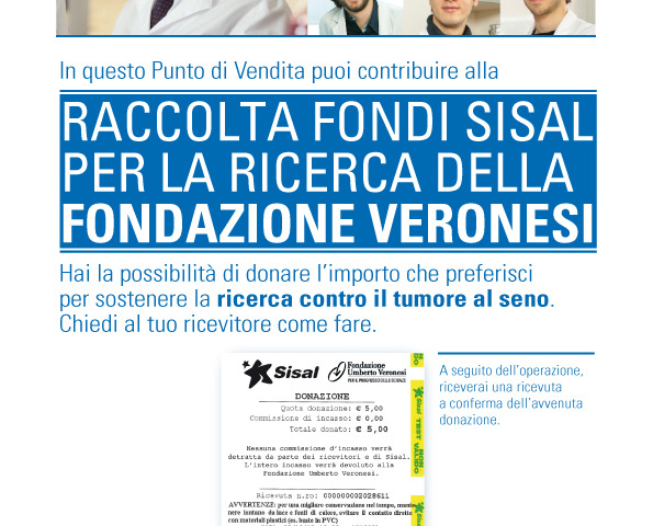 Sisal e Fondazione Veronesi insieme nella lotta contro il tumore al seno